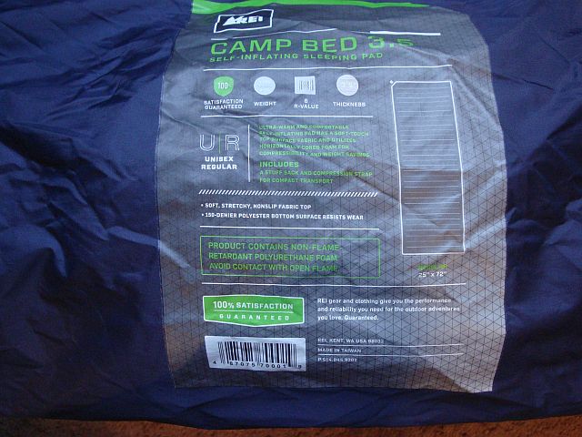 FS REI Camp Bed 3.5 Self Inflating Mattress Backpacking Light