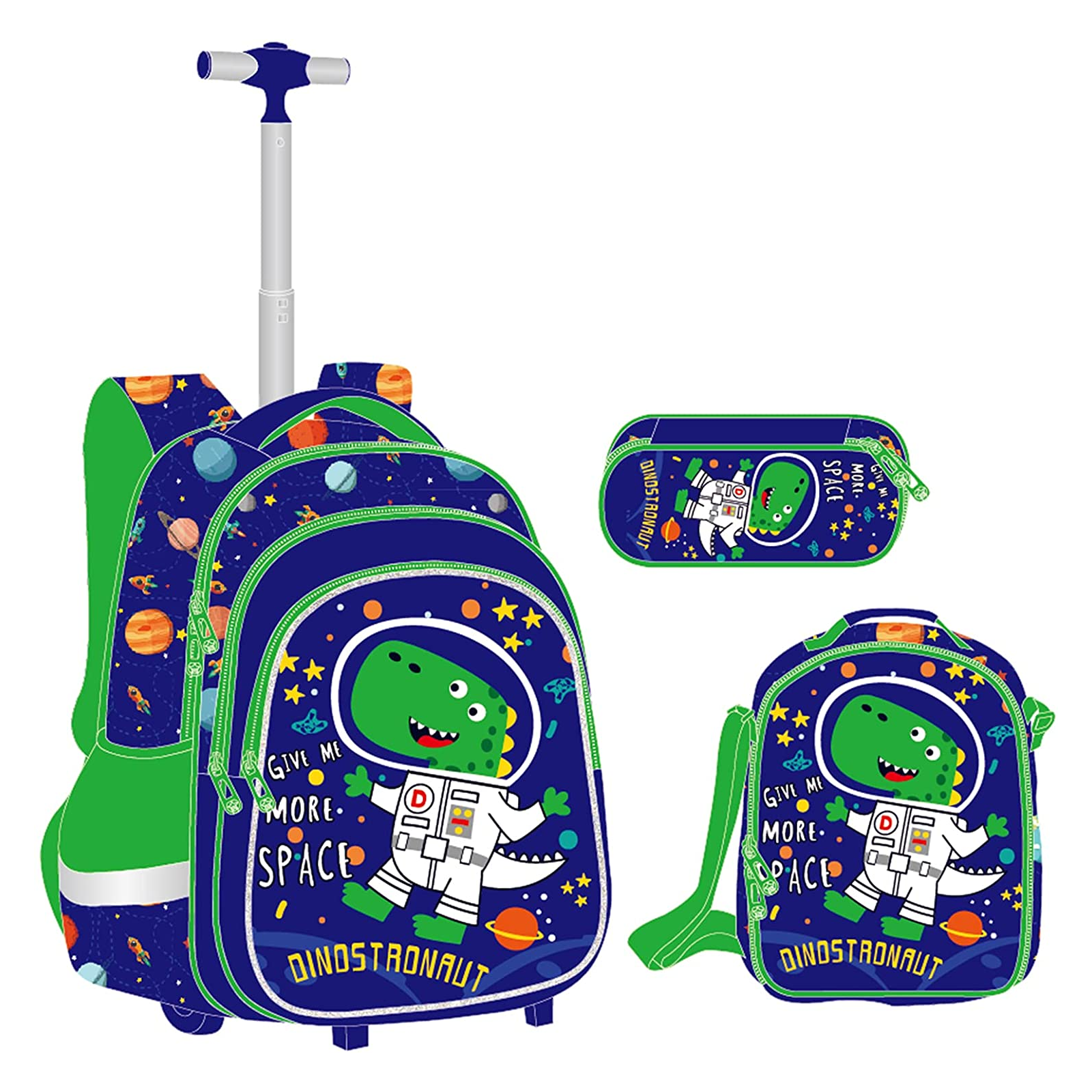 IvyH Dinosaur Rolling Backpack Set vs GLOOMALL Spiderman Six Wheels