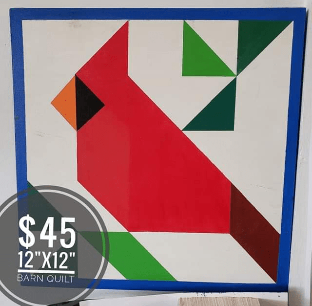 Cardinal 12"x12" Barn Quilt Backroad Atlas