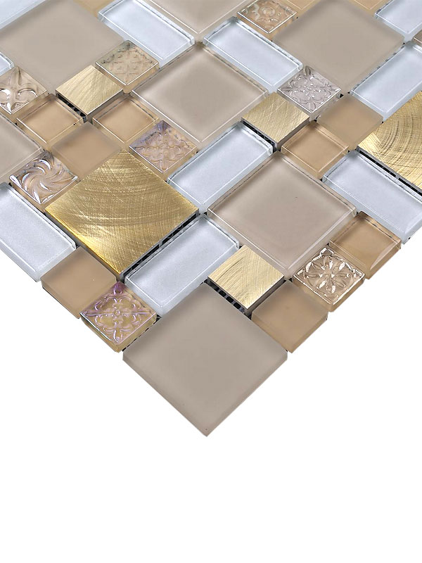 Glass Metal Gold Color Backsplash Tile