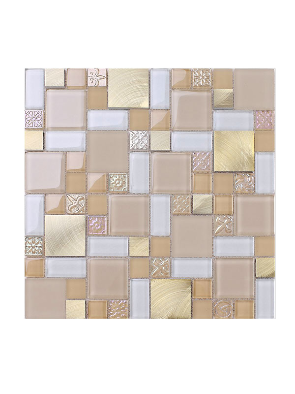 Glass Metal Gold Color Backsplash Tile