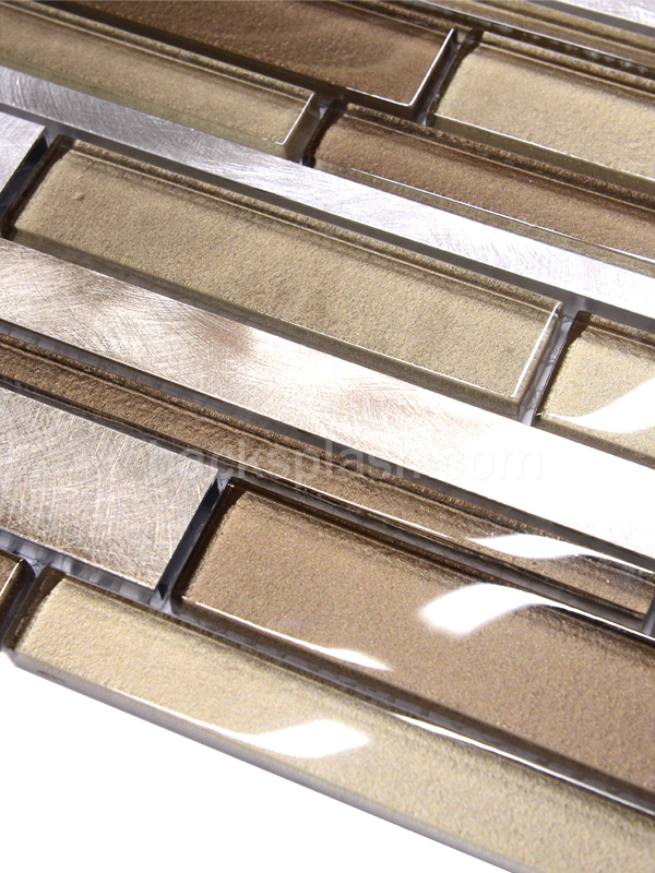 Brown Metal Glass Mixed Mosaic Kitchen Backsplash Tile