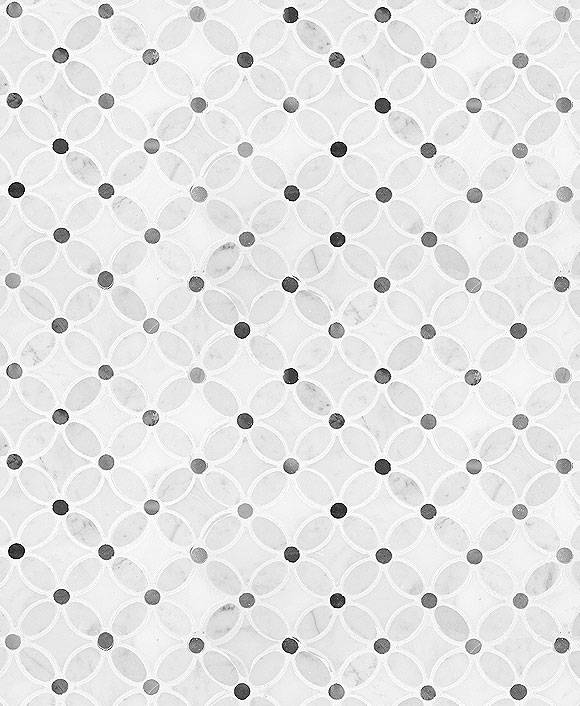 White Gray Marble Flower Mosaic Tile