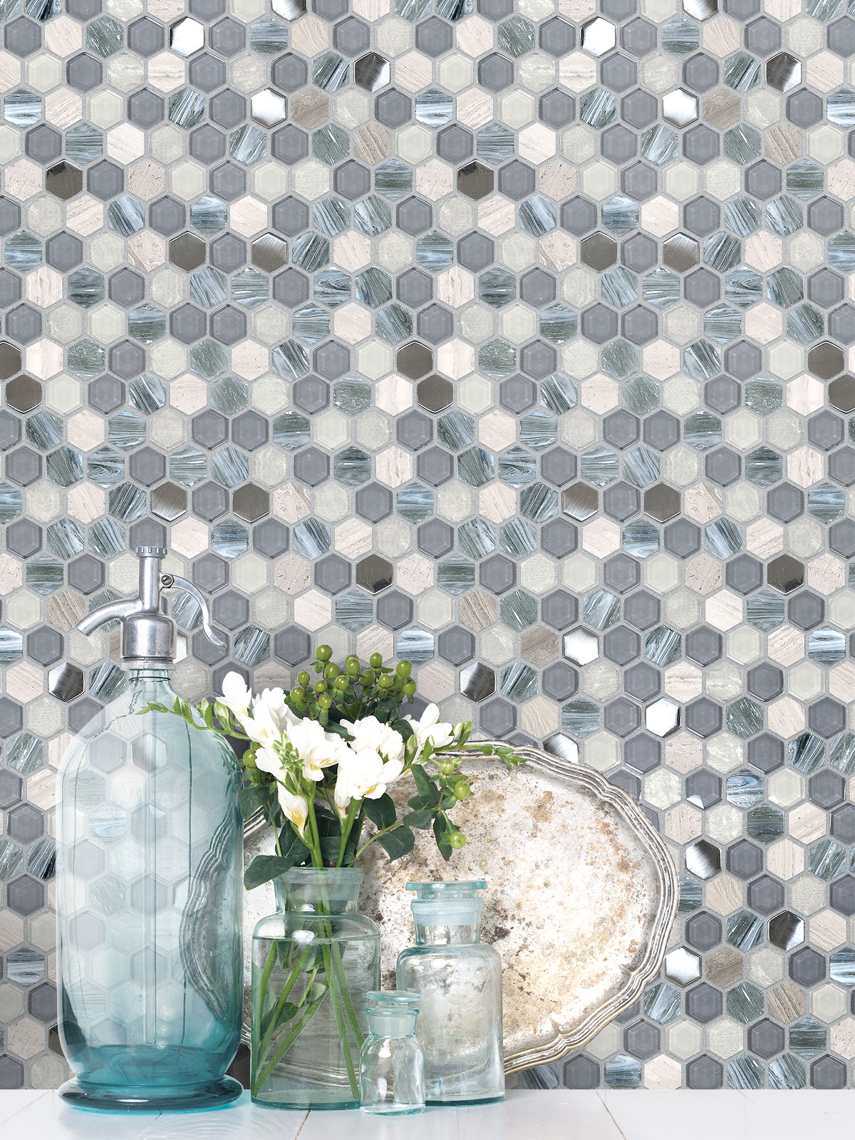 Painting Supplies & Wall Treatments Night sky blue mix hexagonal