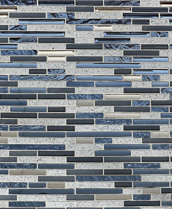 Blue Gray Color Glass Quartz Mosaic Tile