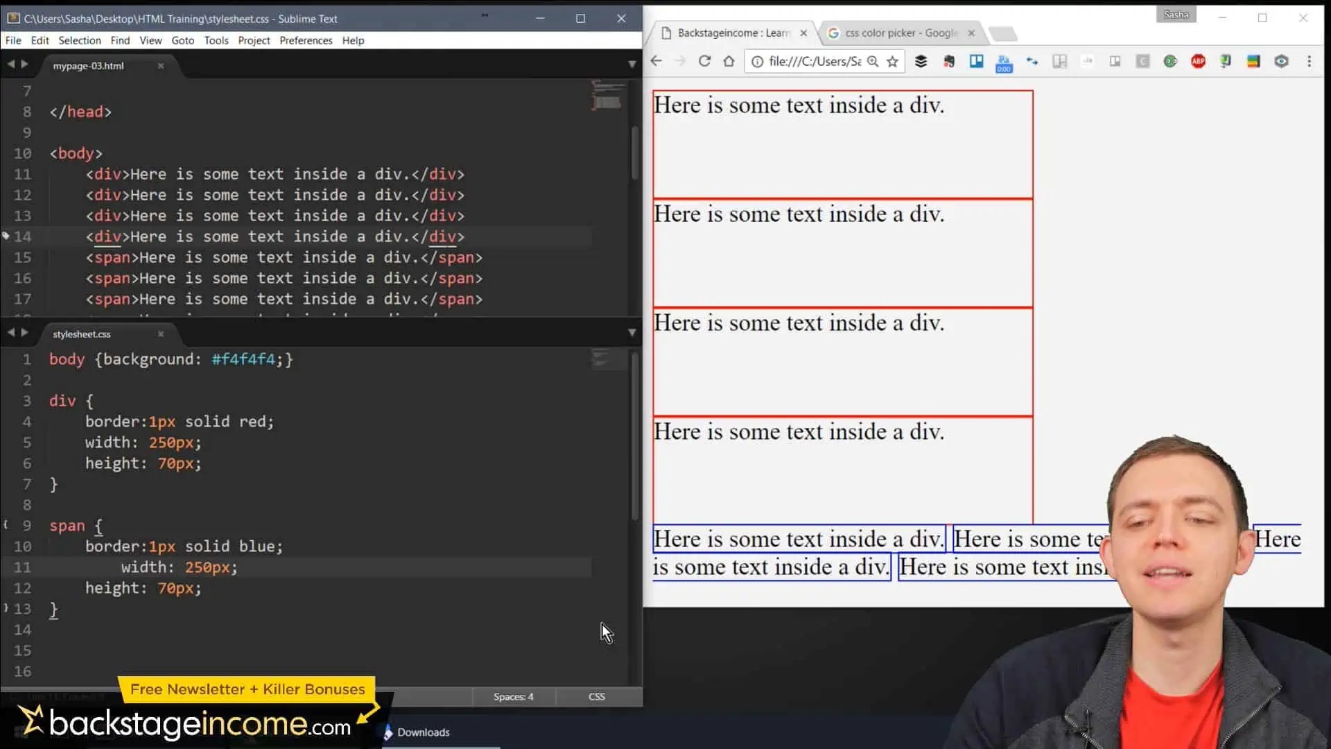 CSS3 Tutorial for Beginners 26 Div & Span Elements (Inline Vs. Block