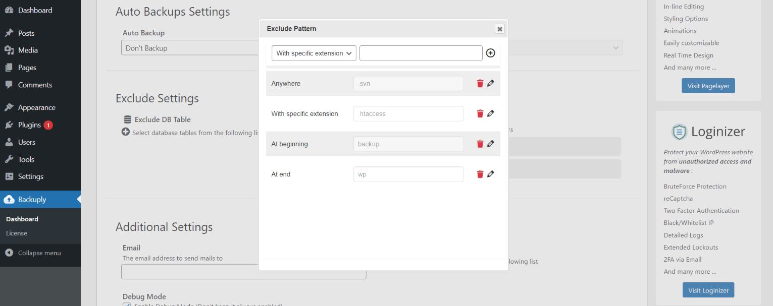 How to exclude files and directories Backuply