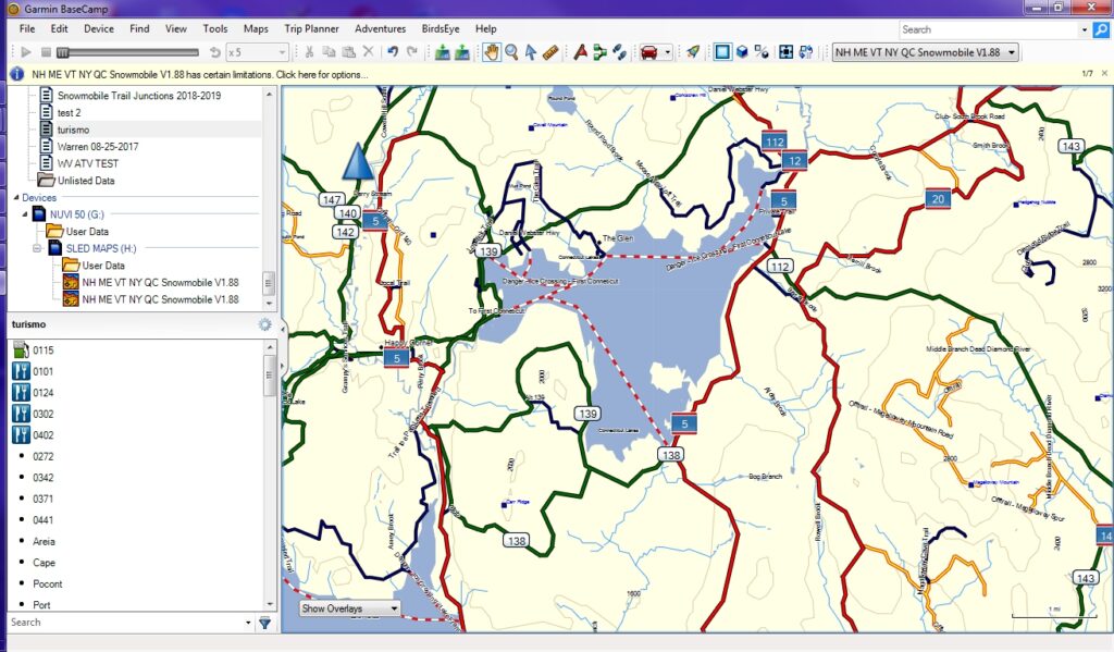 NH Snowmobile Trail Map for Garmin Backwoods GPS Trails