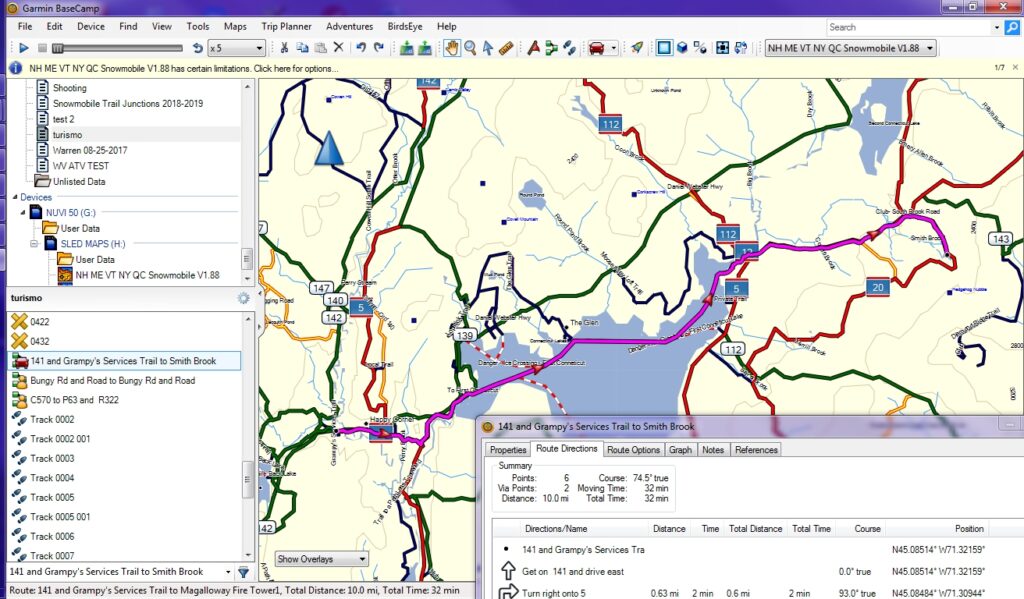 NH ME VT QC Snowmobile Trail Map for Garmin Backwoods GPS Trails