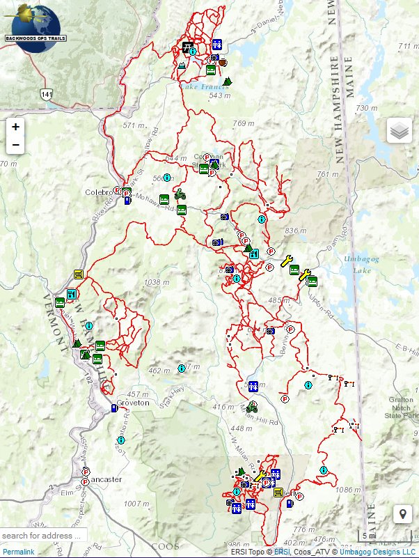 ATV UTV and Trail Bike routing GPS trail maps for Maine and New