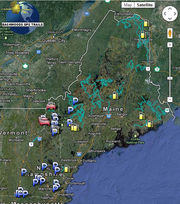 NH ME ATV Map for Garmin Backwoods GPS Trails