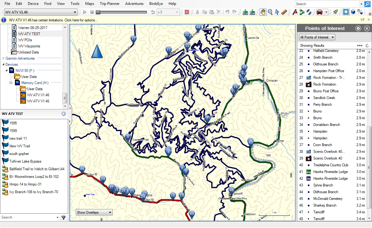 West Virginia ATV Trail Map for Garmin GPS
