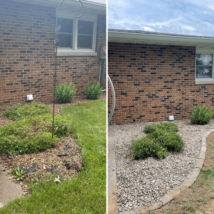 Before and After Shot of Landscaping Backyard Barber Lawncare