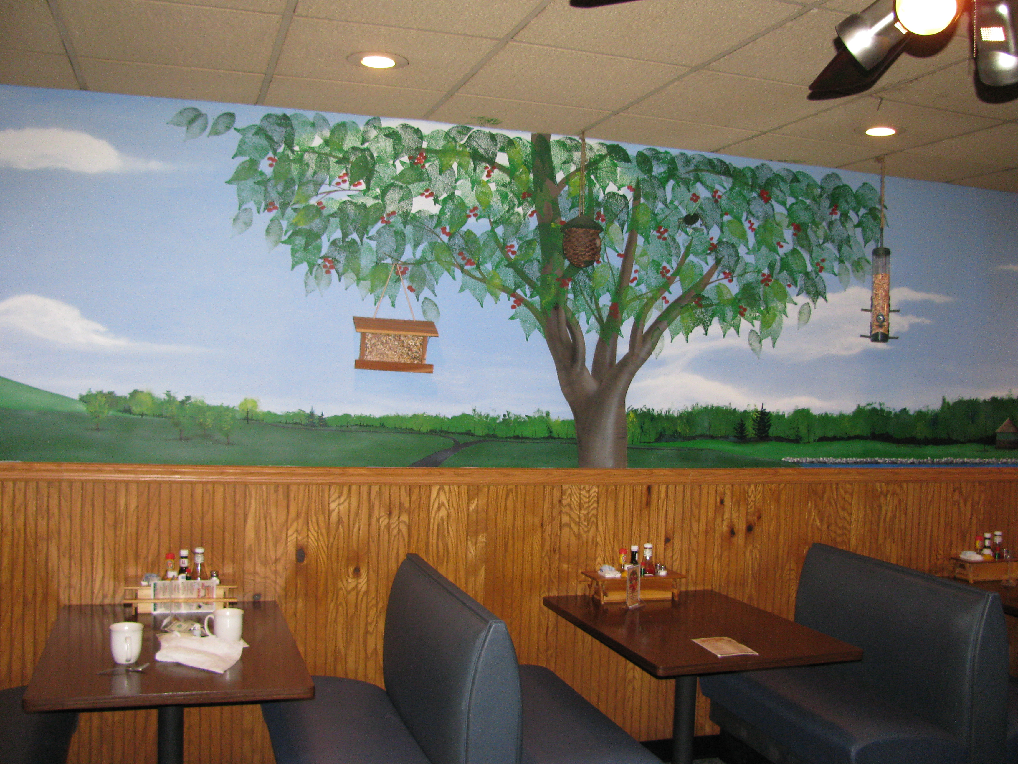 Restaurant mural at Cherry Valley Grill and Bar