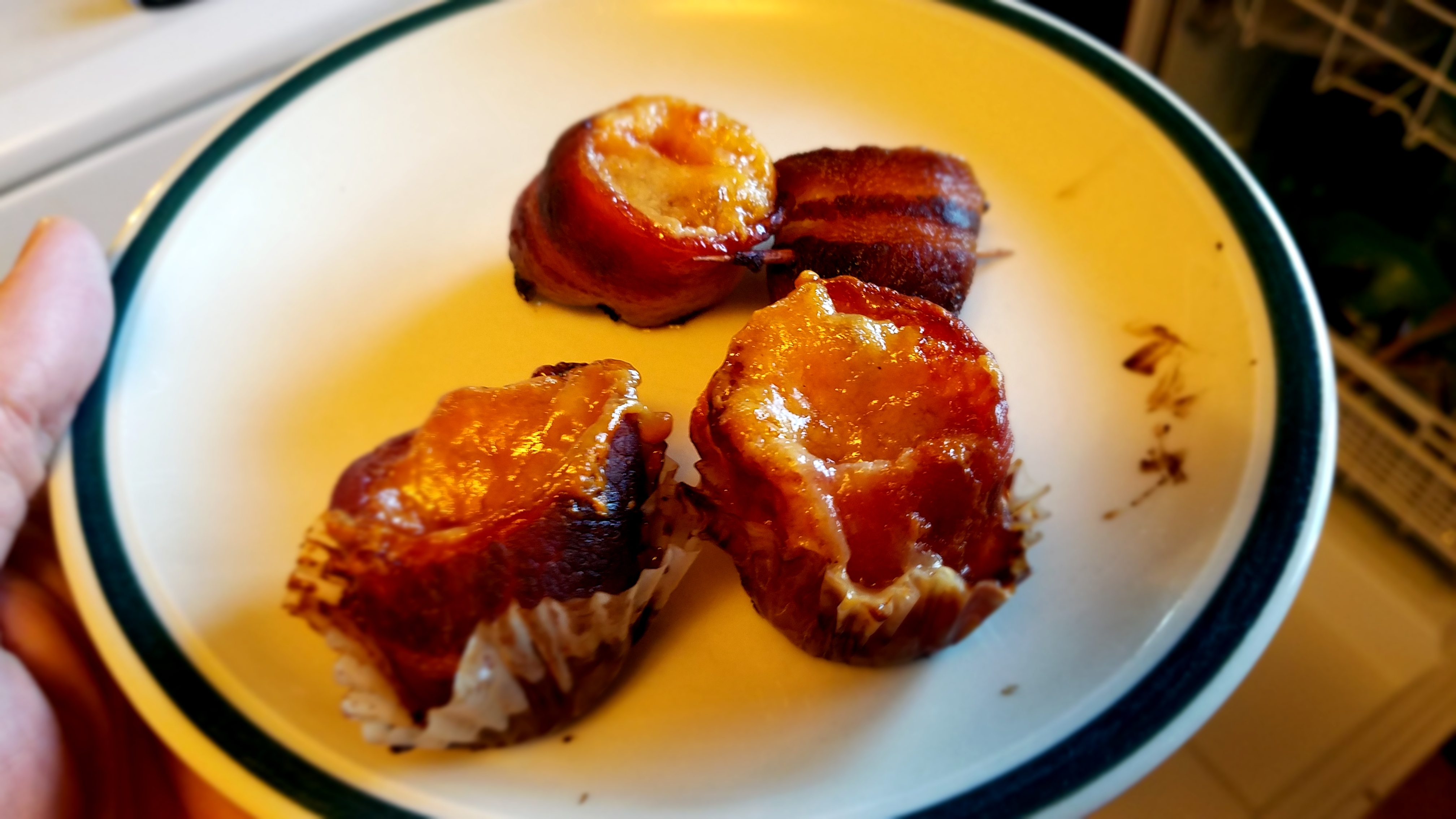 Smoked Bacon Sausage Peach Shots backyardpitmaster