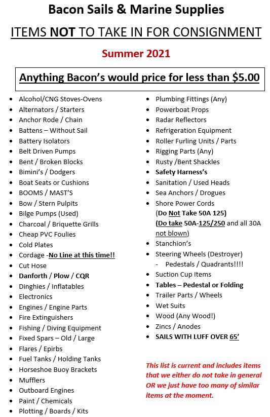 Consignment Bacon Sails