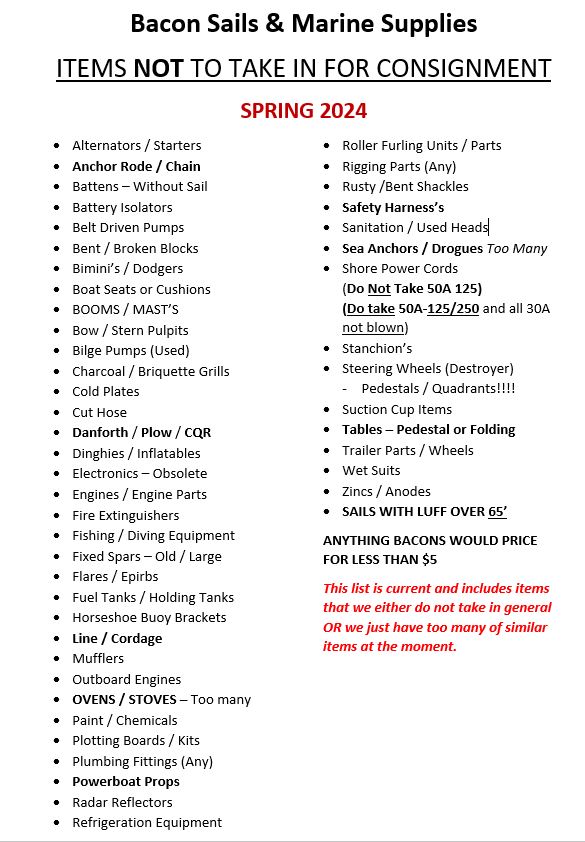 Consignment Bacon Sails