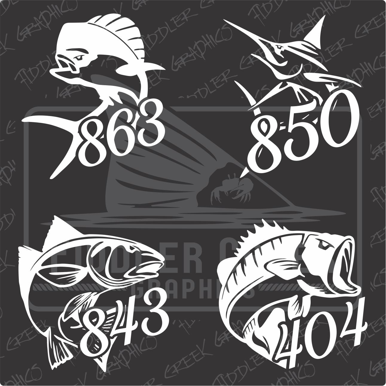 Angler Area Code Decals Bad Bass Designs