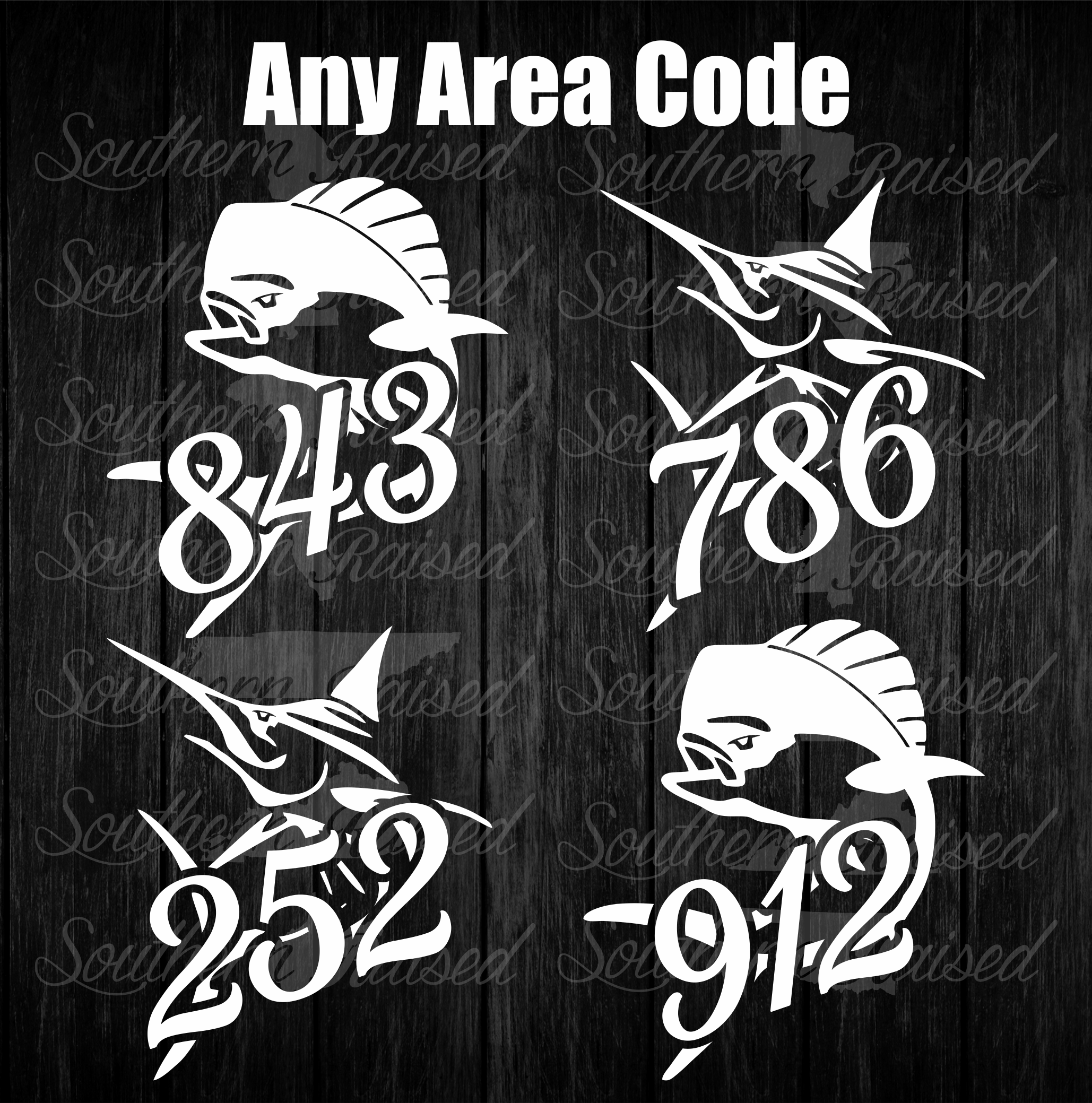Angler Area Code Decals Bad Bass Designs