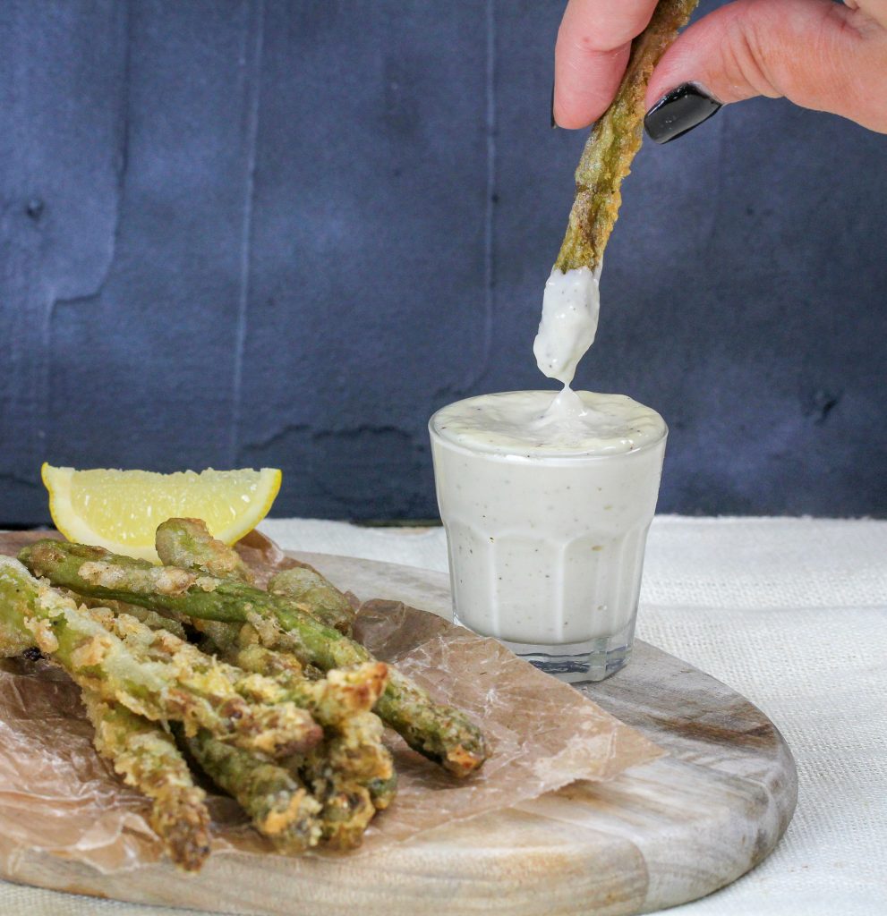 Crispy Fried Asparagus with Garlic Aioli (Burgerville copycat recipe