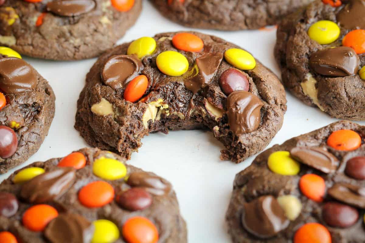 Reese's Pieces Chocolate Peanut Butter Cookies Bad Batch Baking