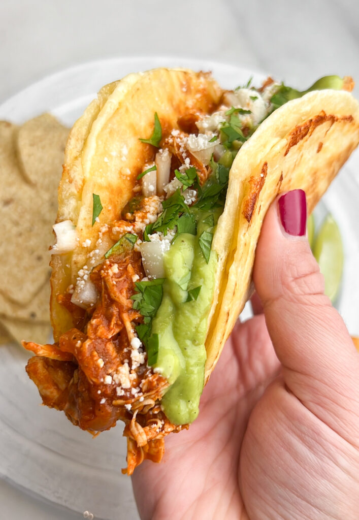 Chicken Tinga Quesadilla Taco (Instant Pot + Stovetop) Bad Batch