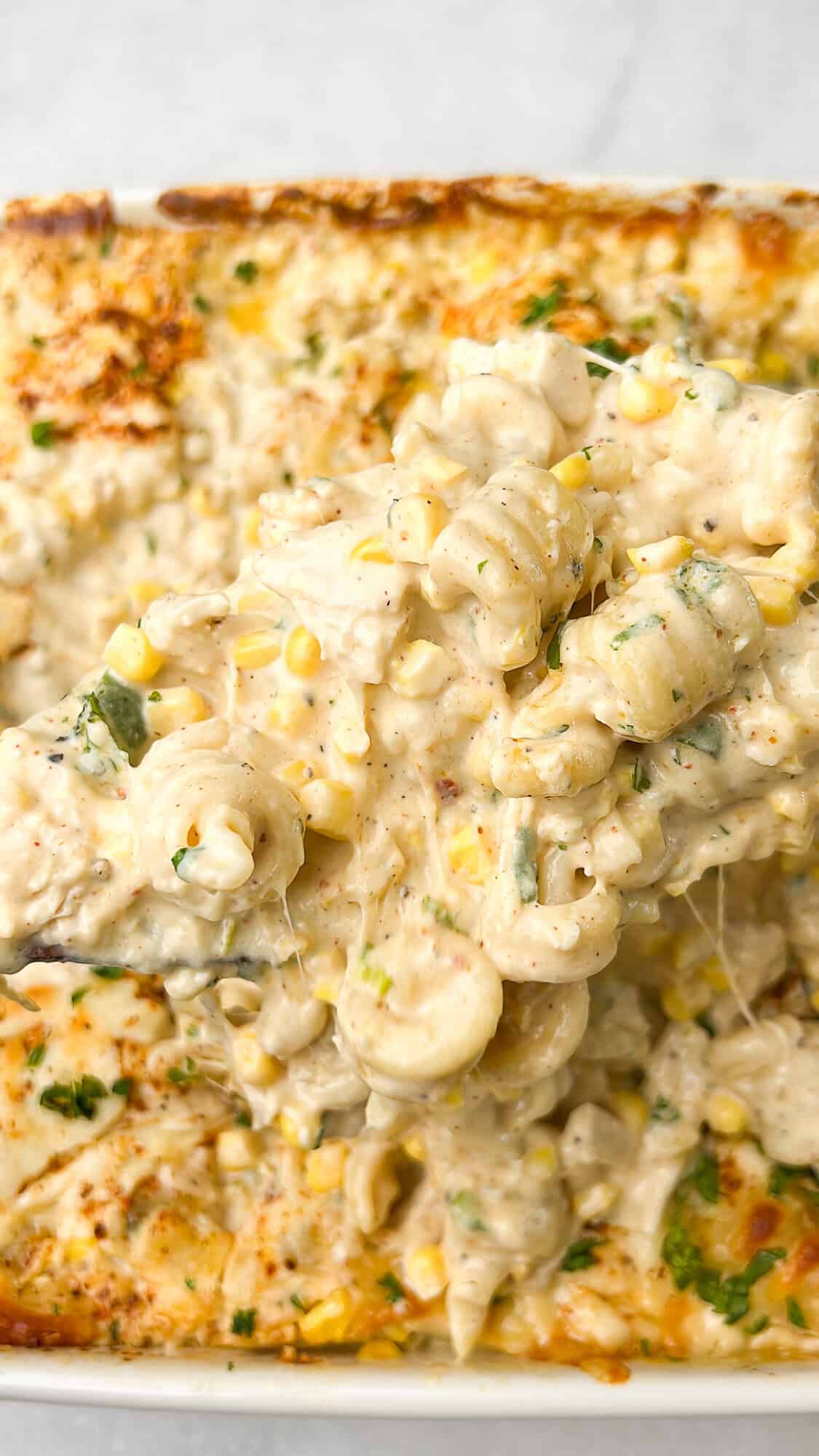 Street Corn Elote Mac and Cheese Casserole Bad Batch Baking