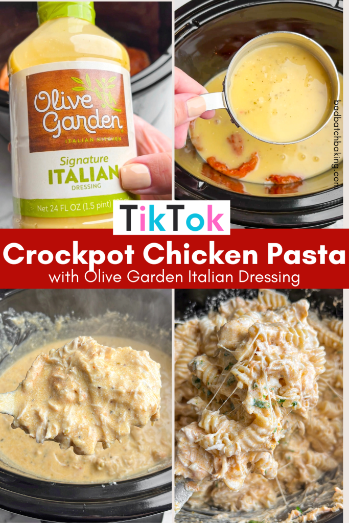 TikTok Crock Pot Chicken Pasta with Olive Garden Dressing Bad Batch