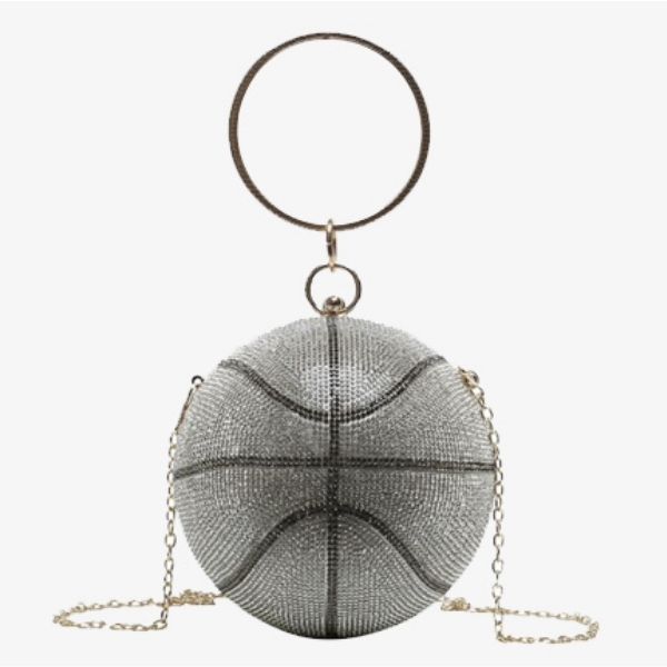 Silver Rhinestone Luxury Basketball Purse Baddie Exclusives Boutique