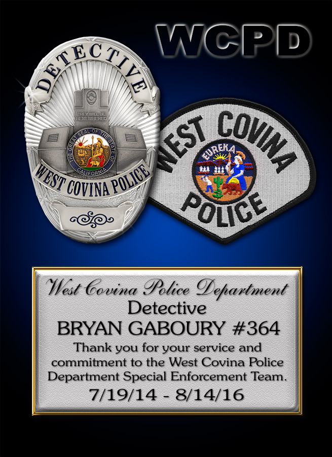 Badge Frame projects for the West Covina Police Department