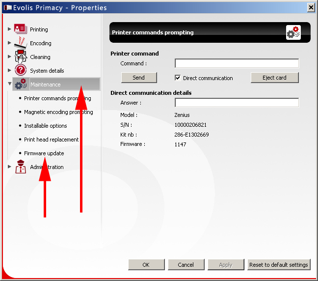 Update Firmware Evolis Primacy TransTech Systems, Inc