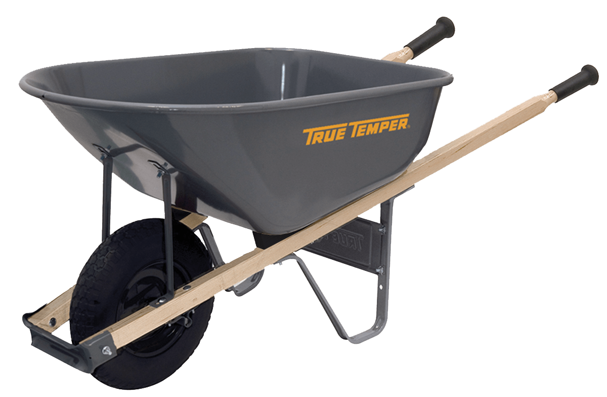 True Temper 6 Cubic Foot Wheelbarrow w/ Never Flat Tire Badger