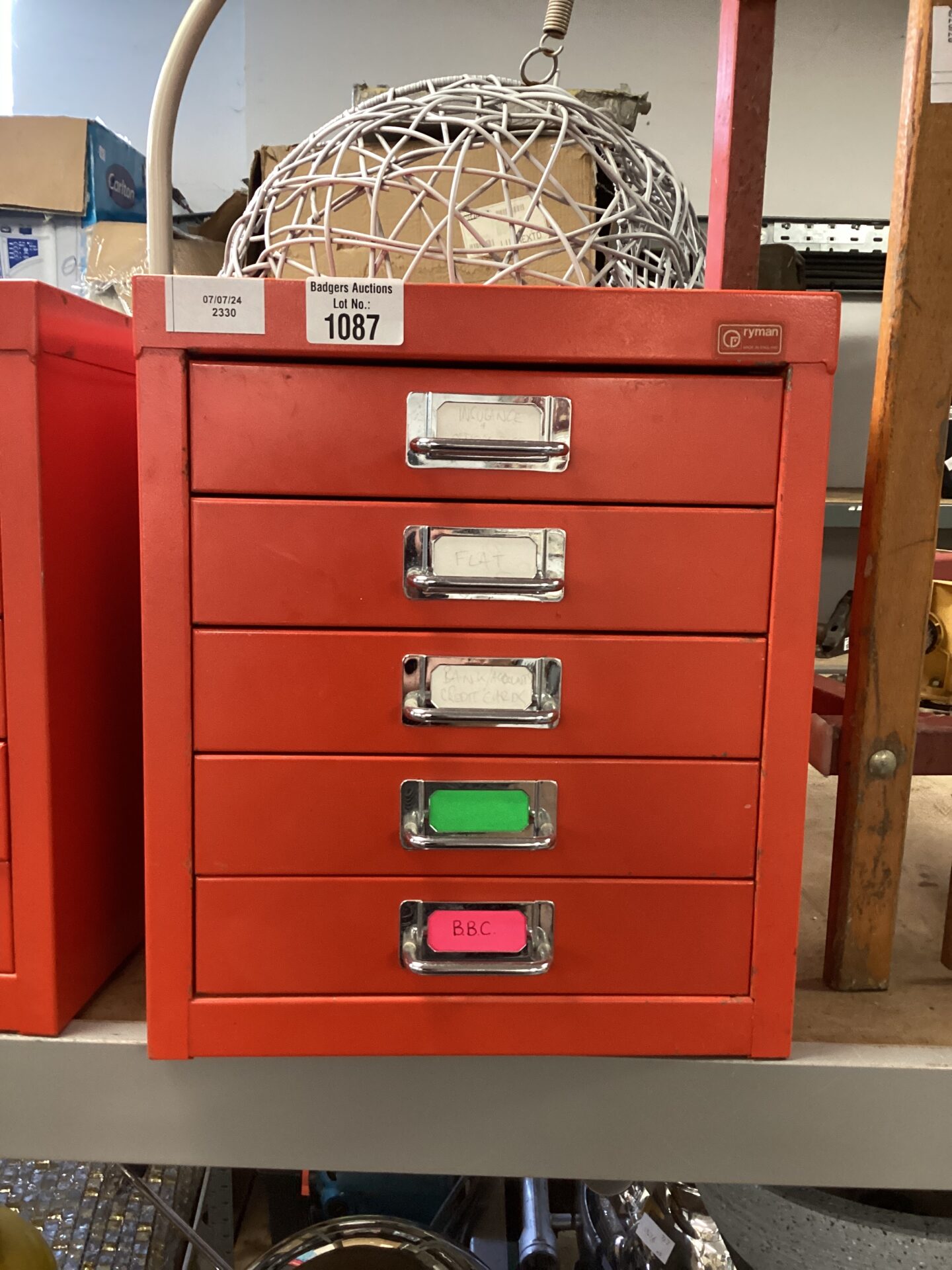 Ryman Five Drawer Filing Badgers Auctions Onsite and