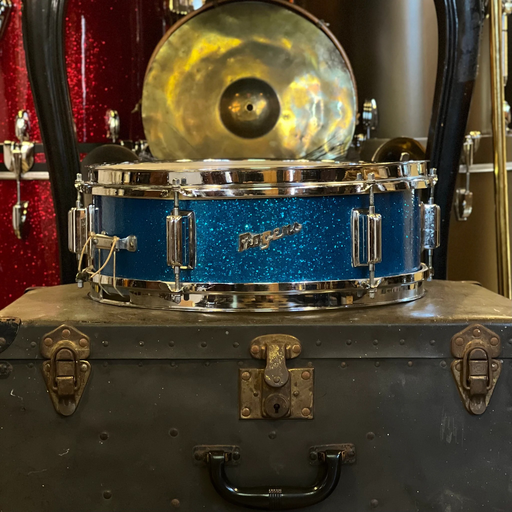 VINTAGE 1960's Rogers 5x14 Cleveland Era Luxor Snare Drum in Blue Spar