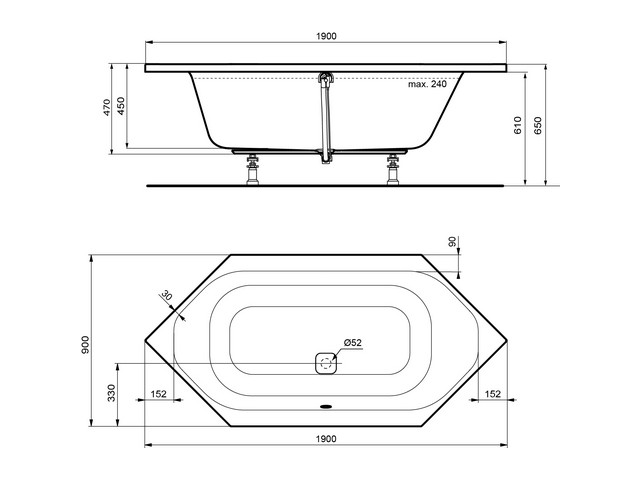 Ideal Standard IS SechseckBadewanne TONIC II Badisto