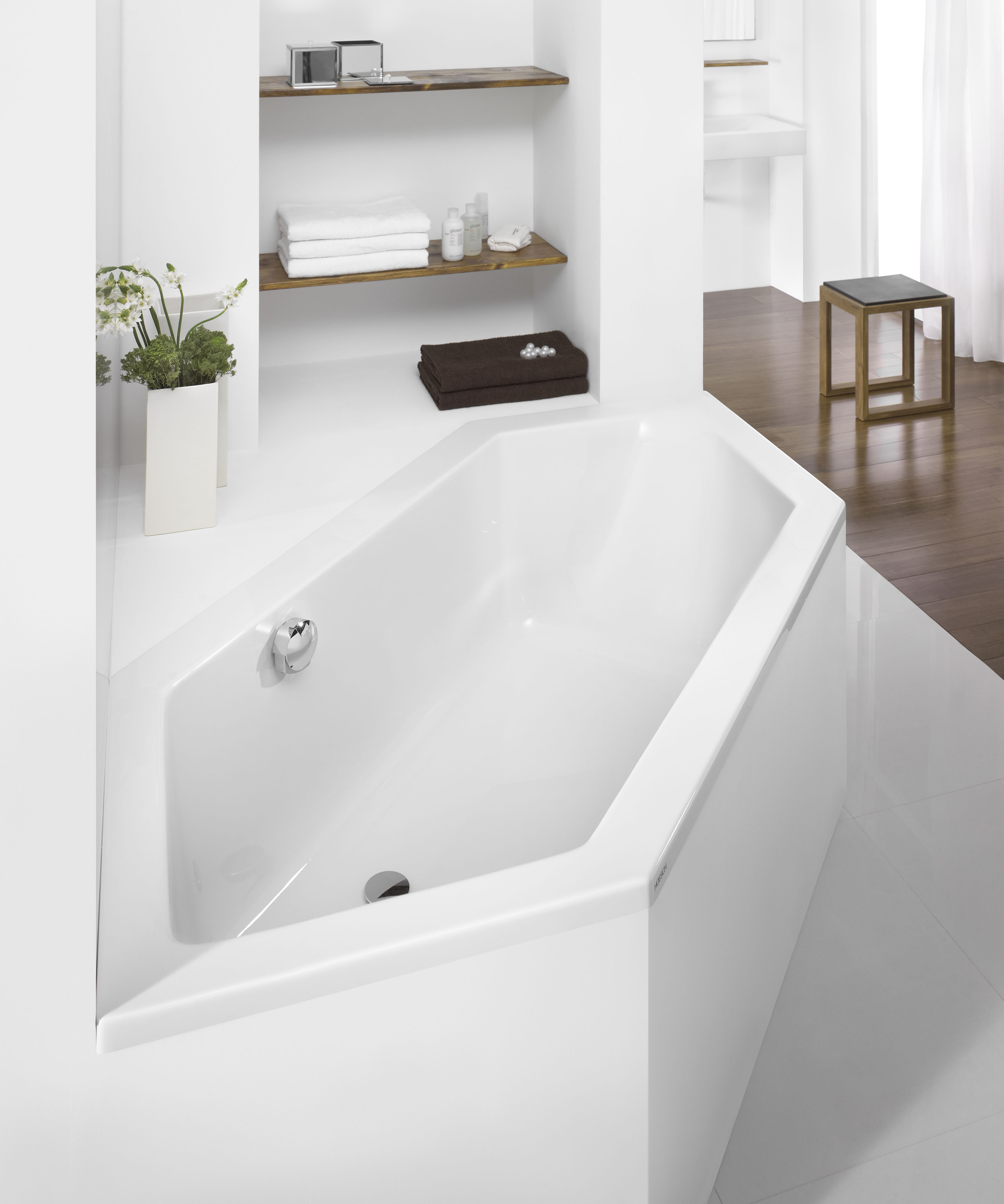 Badewanne Acryl Hoesch Scelta 200x90cm Ueberlauf , o.Fuesse, weiss Badisto