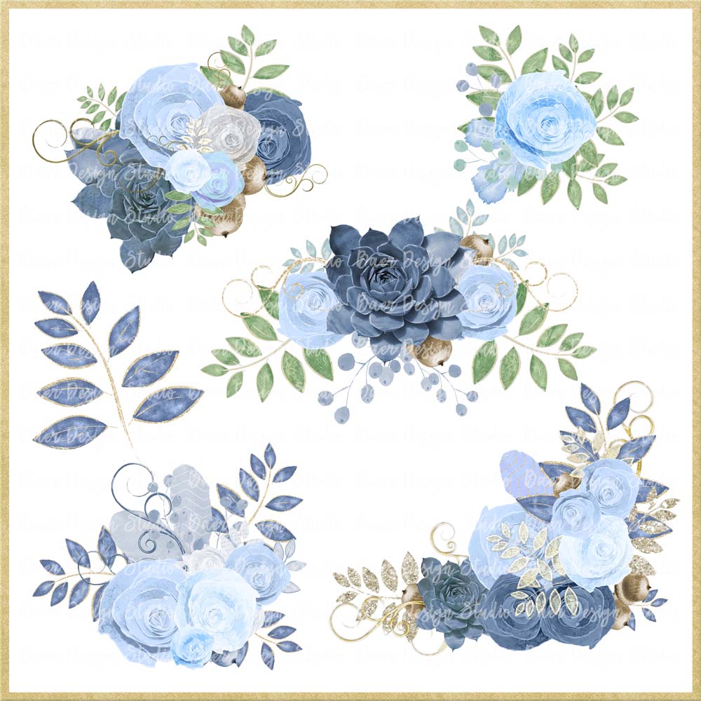 Blue Flowers Border Clip Art