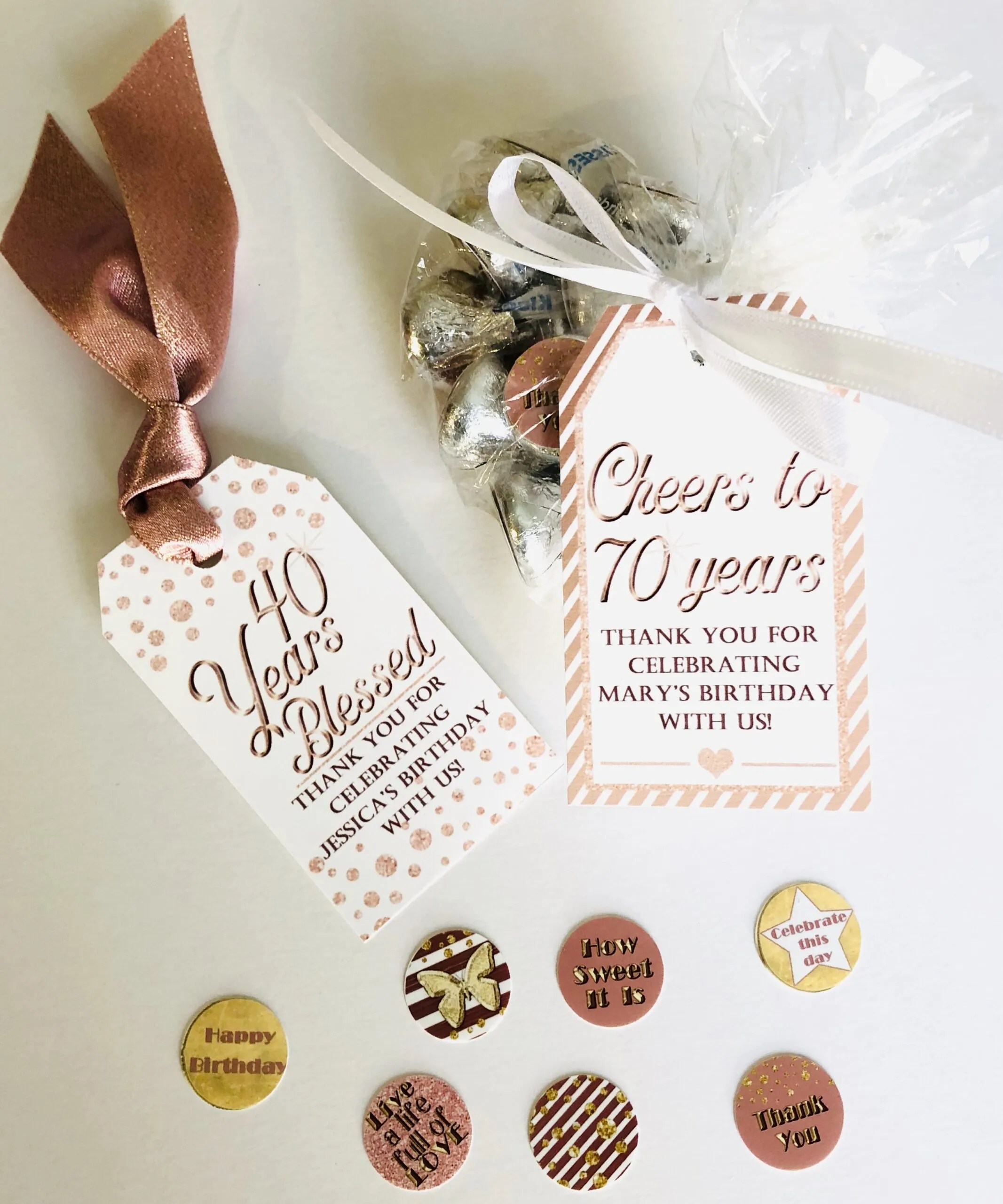 70th birthday Chocolate Kiss Printable Labels, 70th birthday party