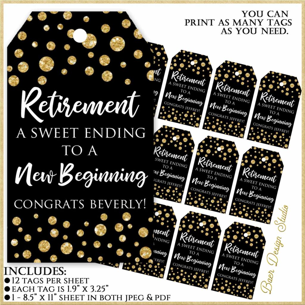 NEW Retirement party favors tagPersonalized thank you retirement tags 2919 Baer Design Studio