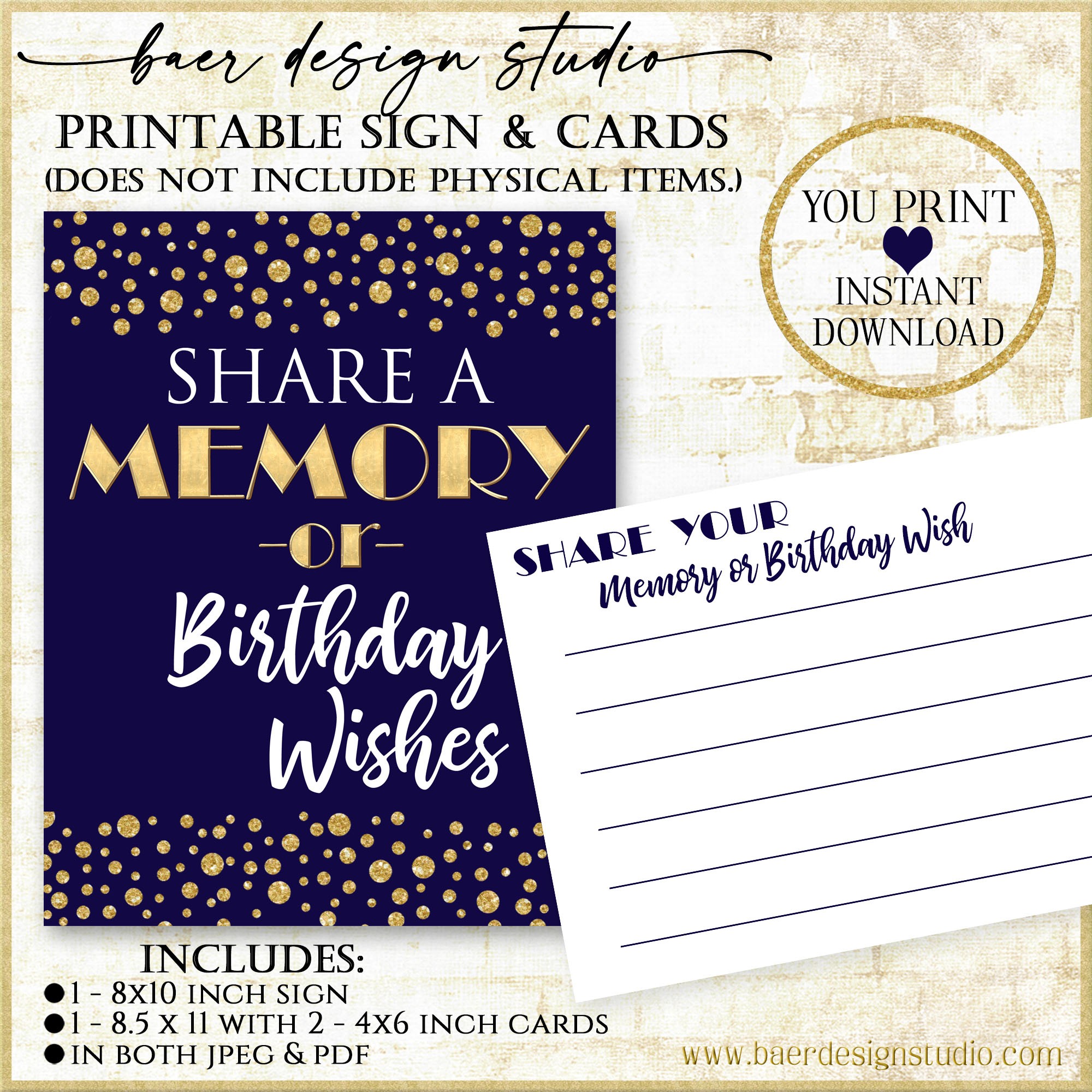 BEST Birthday Memory Ideas Sign and Card, Printable Birthday Party