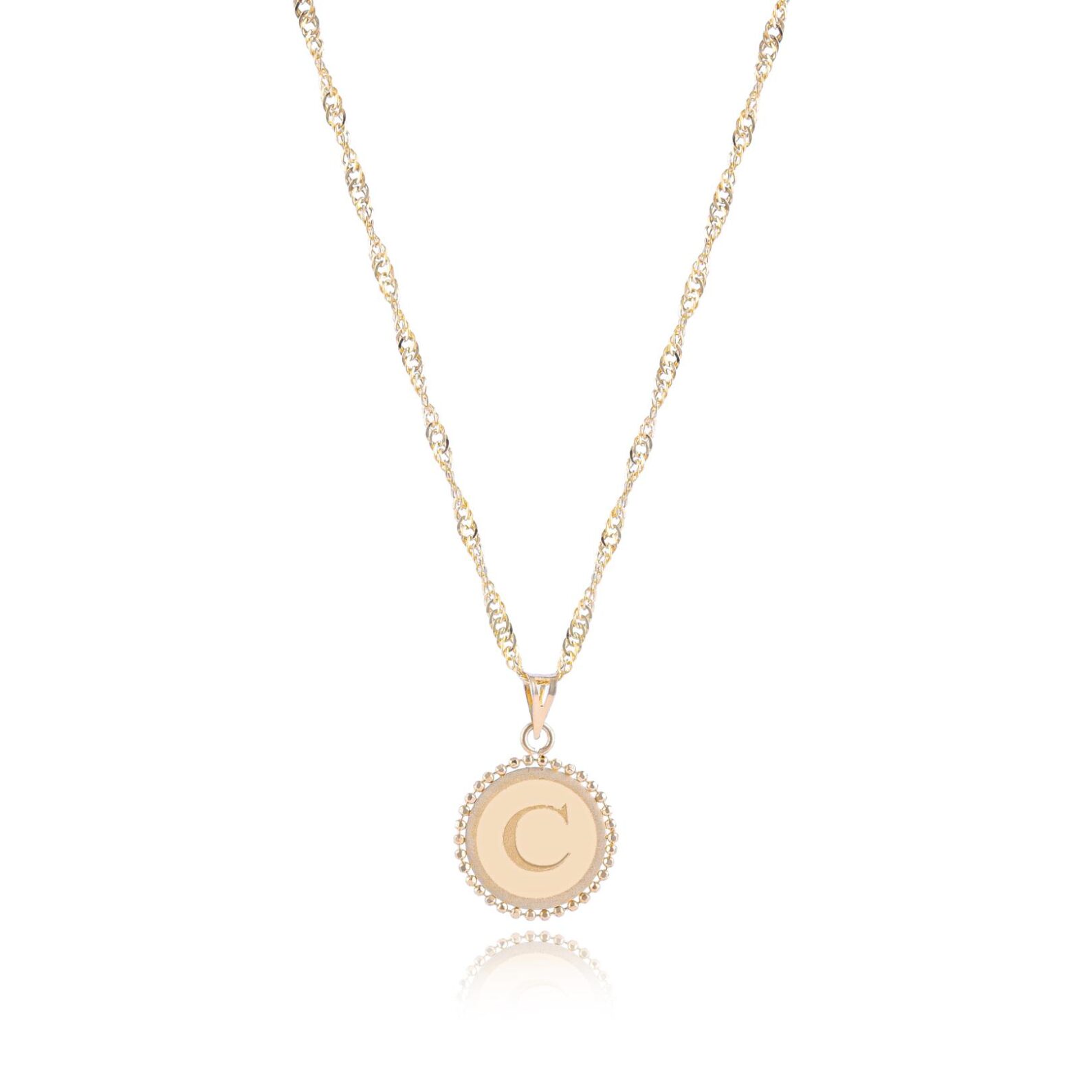 18K Gold 'C' Pendant Necklace Bafleh Jewellery