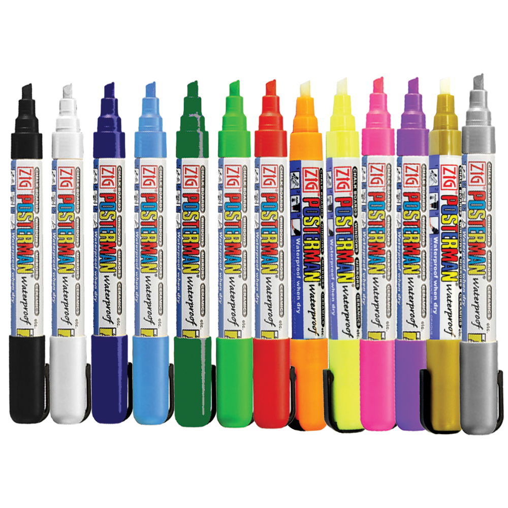 1/4 inch Zig Posterman Brand Waterproof Markers Okanagan Bag & Box