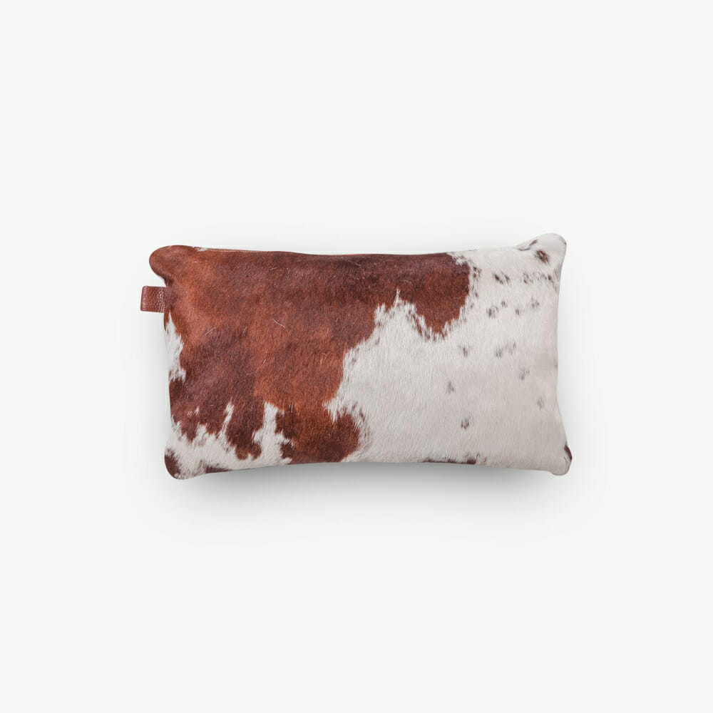 Cowhide Lumbar Cushion Brown Both Sides 30 X 50 Cm Bagé Home