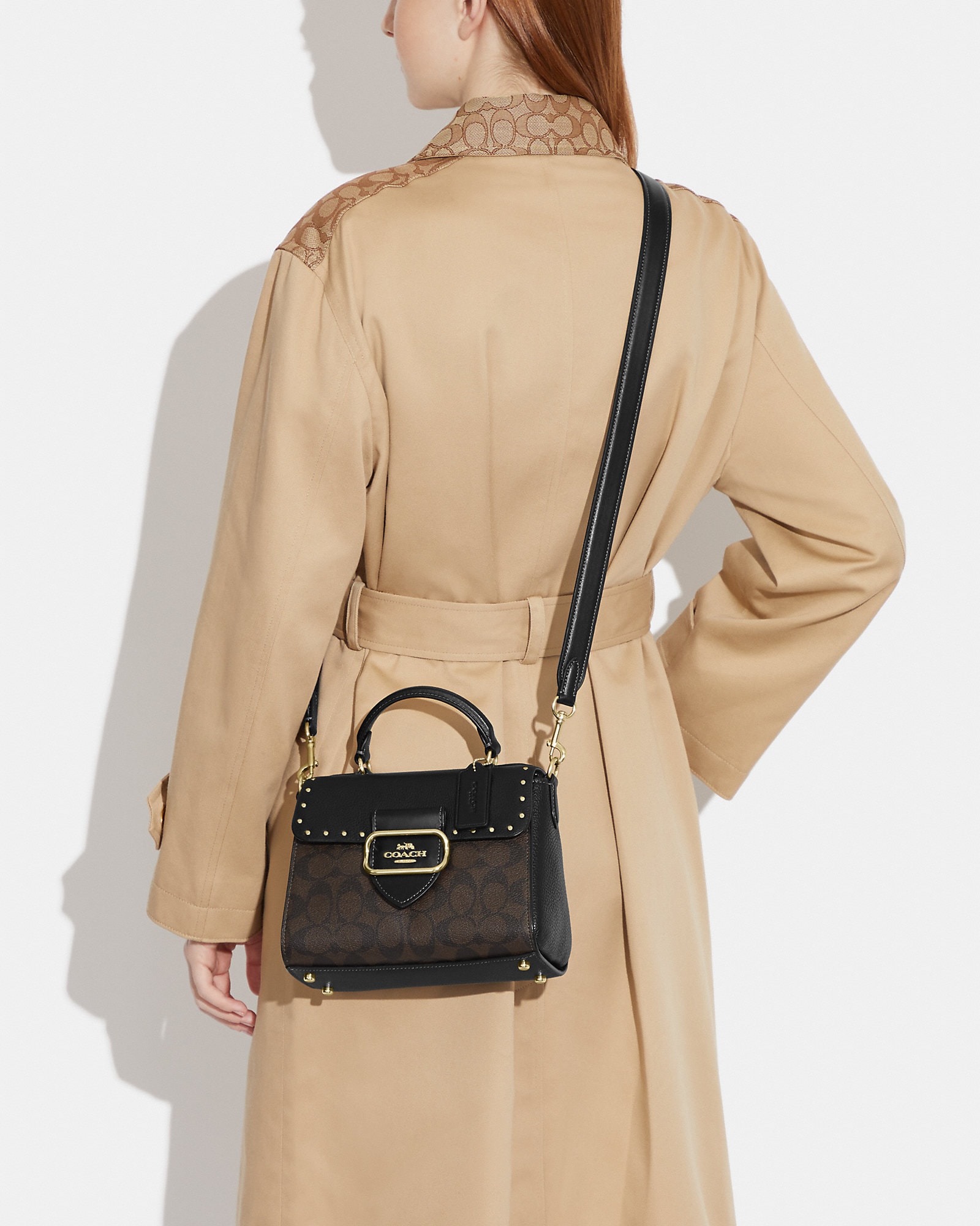 COACH TOP HANDLE SATCHEL IN COLORBLOCK SIGNATURE CANVAS WITH