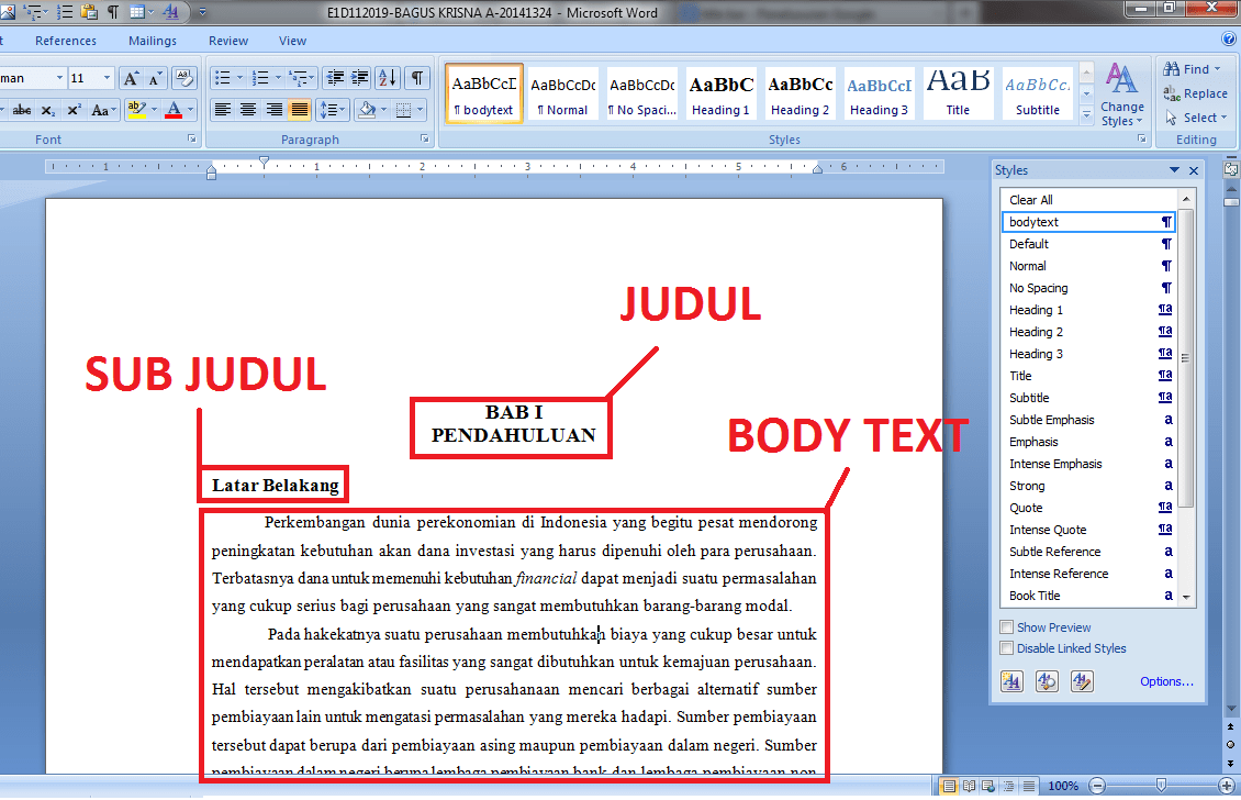Format Skripsi Di Microsoft Word | Bagoeskrishna
