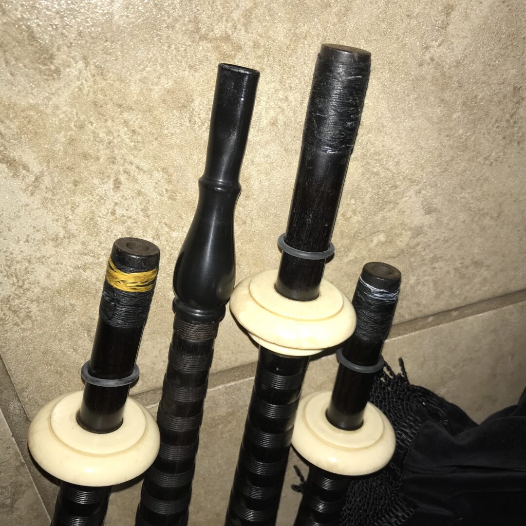 Bagpipe Central Vintage Grainger Bagpipes with new bag.