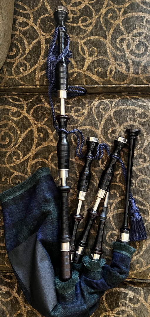 Bagpipe Central MacLellan Bagpipes with Sterling Silver Mounts