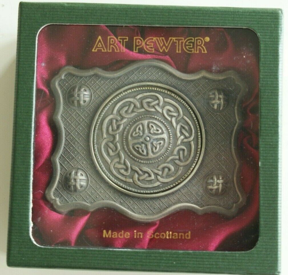 Bagpipe Central Art Pewter Belt Buckle Celtic Chain Design with gift