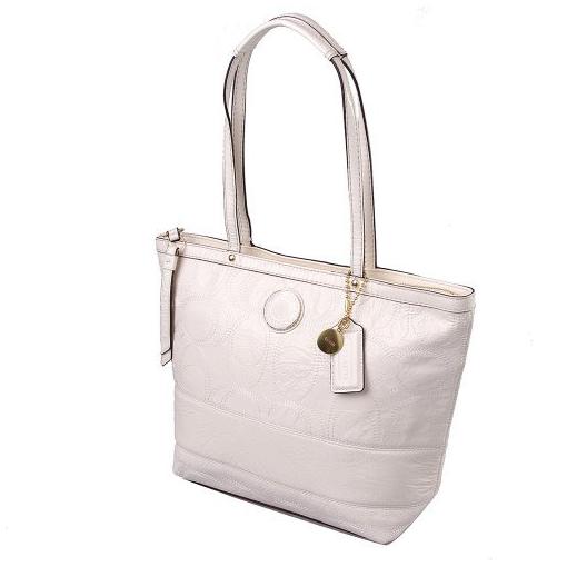 Coach White Tote. Coach F58846 Crossgrain City Zip Top Tote Chalk