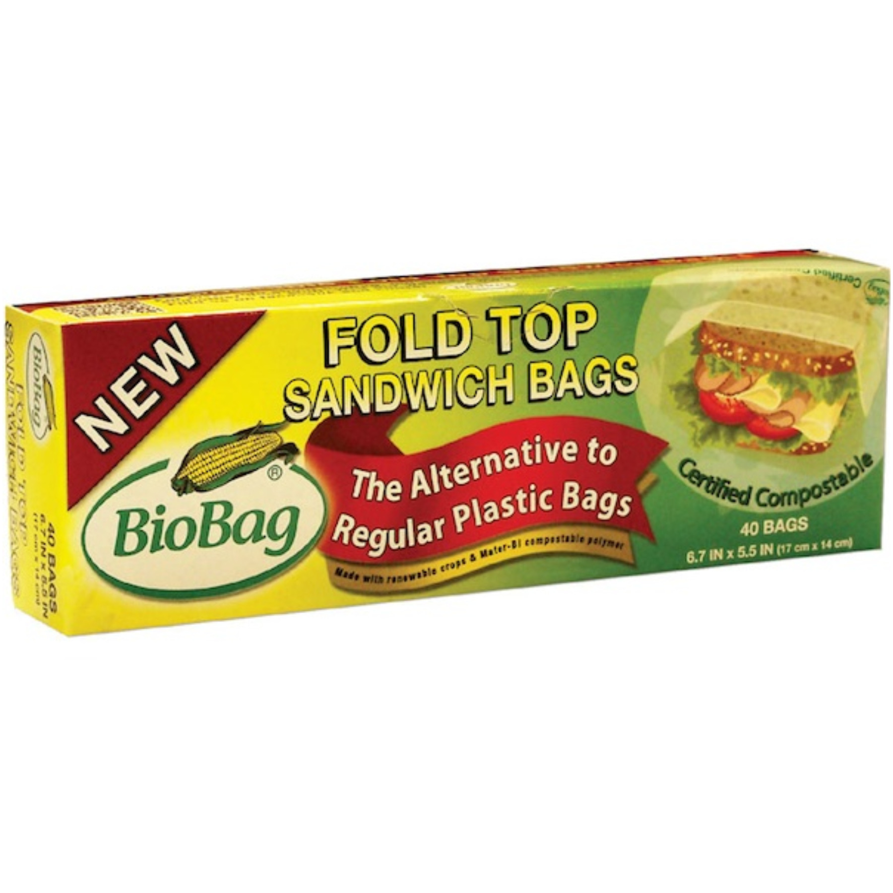 Biodegradable Sandwich Bags. 100 Compostable Food Storage Bags